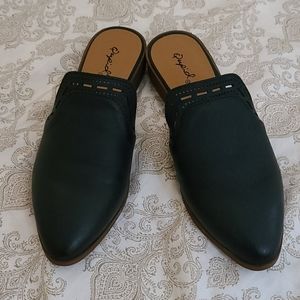 Brand new never used black leather slip on flats.